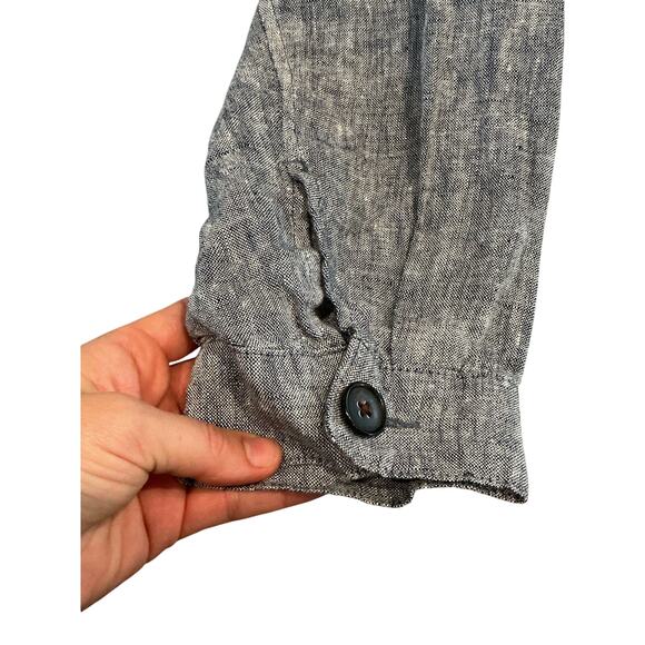 Lands End Womens Chambray Linen Jacket Plus Size 3X Long Chore Coat Transitional - Picture 6 of 10